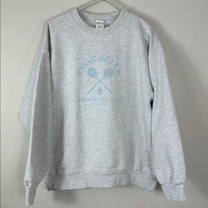 Coachella Gray Badminton Club Crew Oversized Sweatshirt Medium